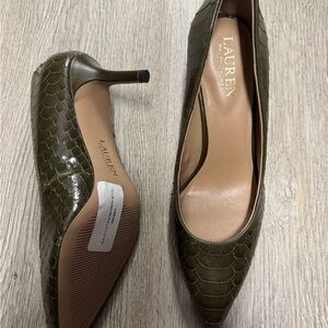 Polo Ralph Lauren Dark Green Textured Heels